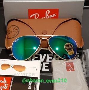 💚Ray-Ban Aviator GREEN Mirror Flash RB3026 New